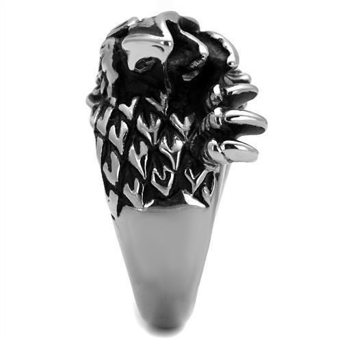 TK2515 - High polished (no plating) Stainless Steel Ring with Epoxy in Jet