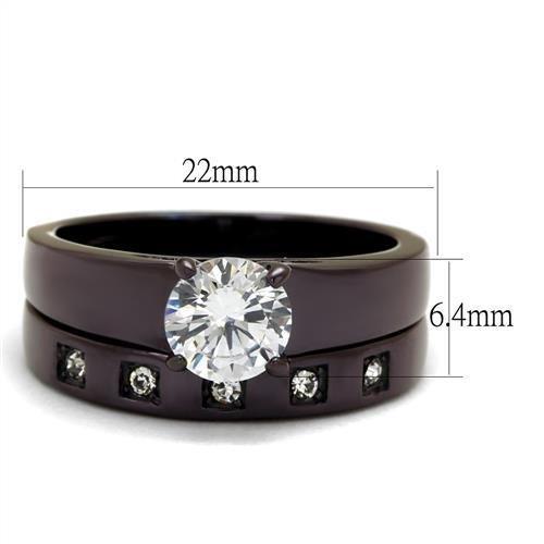 TK2547 - IP Dark Brown (IP coffee) Stainless Steel Ring with AAA Grade CZ in Clear