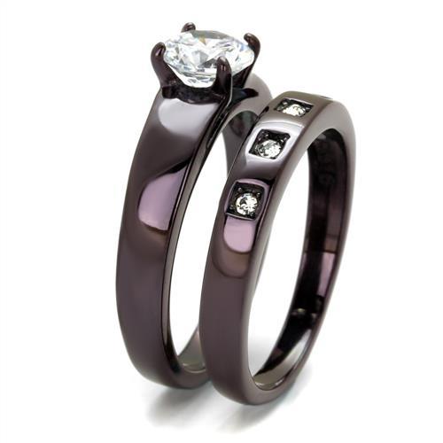 TK2547 - IP Dark Brown (IP coffee) Stainless Steel Ring with AAA Grade CZ in Clear