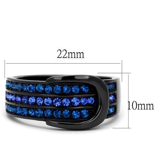 TK2549 - IP Black(Ion Plating) Stainless Steel Ring with Top Grade Crystal in Multi Color
