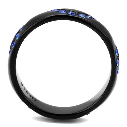 TK2550 - IP Black(Ion Plating) Stainless Steel Ring with Top Grade Crystal in Sapphire