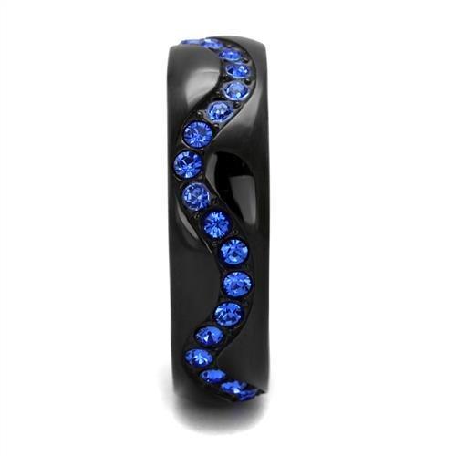 TK2550 - IP Black(Ion Plating) Stainless Steel Ring with Top Grade Crystal in Sapphire