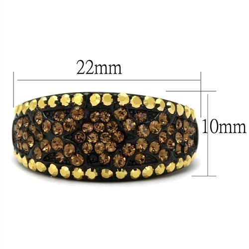 TK2552 - IP Black(Ion Plating) Stainless Steel Ring with Top Grade Crystal in Multi Color