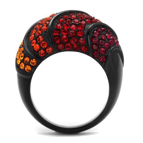 TK2553 - IP Black(Ion Plating) Stainless Steel Ring with Top Grade Crystal in Multi Color