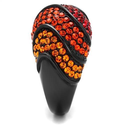 TK2553 - IP Black(Ion Plating) Stainless Steel Ring with Top Grade Crystal in Multi Color