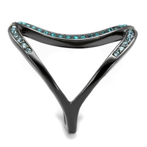 TK2557 - IP Light Black (IP Gun) Stainless Steel Ring with Top Grade Crystal in Multi Color