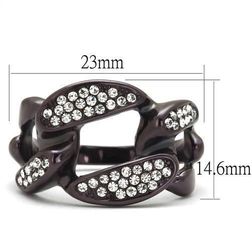 TK2558 - IP Dark Brown (IP coffee) Stainless Steel Ring with Top Grade Crystal in Clear