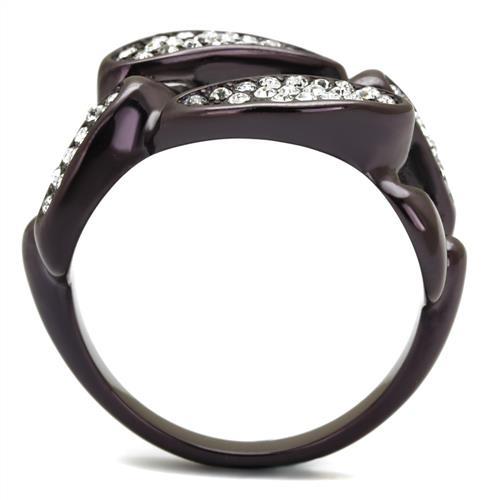 TK2558 - IP Dark Brown (IP coffee) Stainless Steel Ring with Top Grade Crystal in Clear