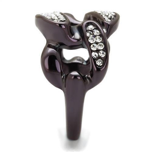 TK2558 - IP Dark Brown (IP coffee) Stainless Steel Ring with Top Grade Crystal in Clear