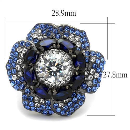 TK2559 - IP Light Black (IP Gun) Stainless Steel Ring with AAA Grade CZ in Clear
