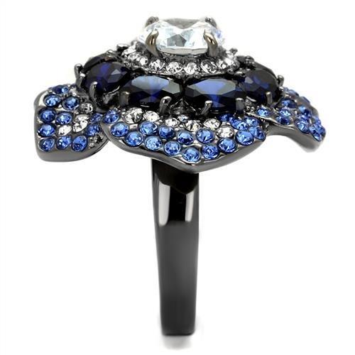 TK2559 - IP Light Black (IP Gun) Stainless Steel Ring with AAA Grade CZ in Clear