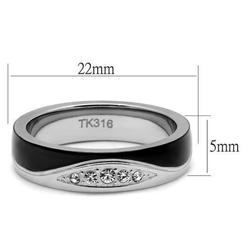 TK2568 - Two-Tone IP Black (Ion Plating) Stainless Steel Ring with Top Grade Crystal in Clear