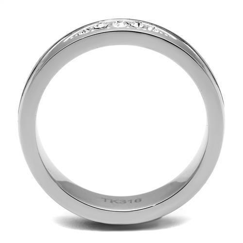 TK2568 - Two-Tone IP Black (Ion Plating) Stainless Steel Ring with Top Grade Crystal in Clear