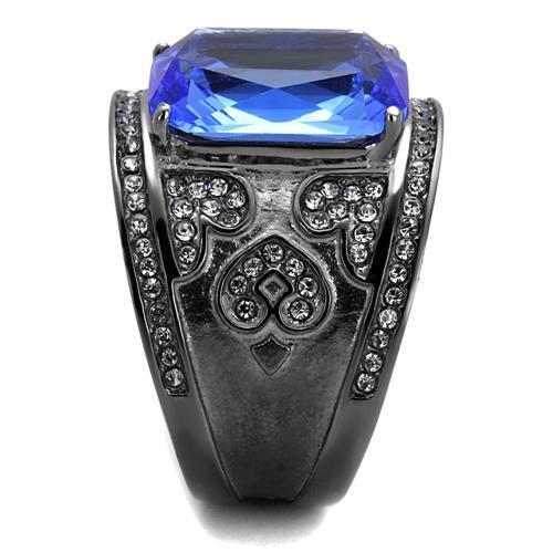TK2607 - IP Light Black (IP Gun) Stainless Steel Ring with Top Grade Crystal in Sapphire
