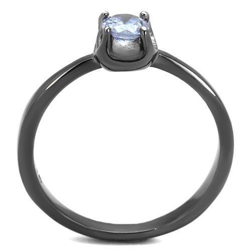 TK2609 - IP Light Black (IP Gun) Stainless Steel Ring with AAA Grade CZ in Light Amethyst