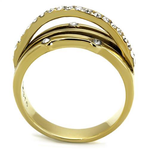 TK2611 - IP Gold(Ion Plating) Stainless Steel Ring with Top Grade Crystal in Clear