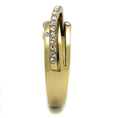 TK2611 - IP Gold(Ion Plating) Stainless Steel Ring with Top Grade Crystal in Clear