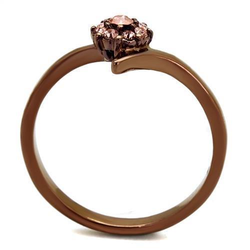 TK2612 - IP Coffee light Stainless Steel Ring with Top Grade Crystal in Light Peach
