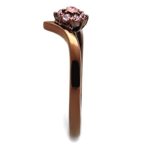 TK2612 - IP Coffee light Stainless Steel Ring with Top Grade Crystal in Light Peach