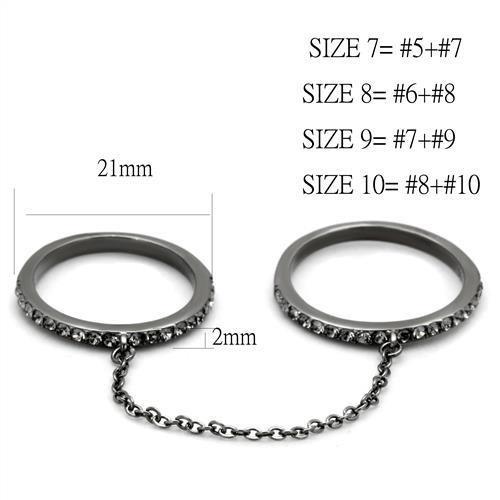TK2614 - IP Light Black (IP Gun) Stainless Steel Ring with Top Grade Crystal in Jet