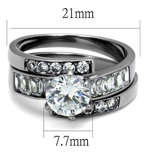 TK2616 - No Plating Stainless Steel Ring with AAA Grade CZ in Clear