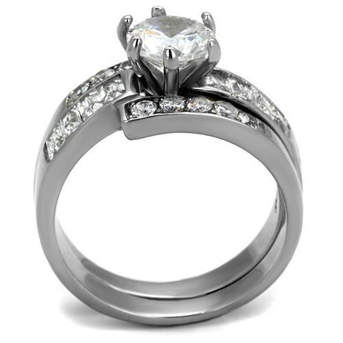 TK2616 - No Plating Stainless Steel Ring with AAA Grade CZ in Clear