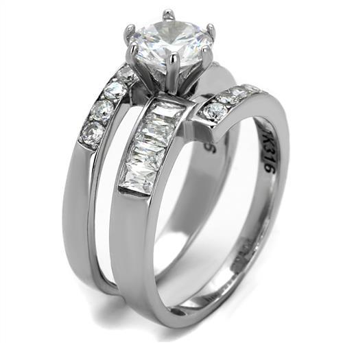 TK2616 - No Plating Stainless Steel Ring with AAA Grade CZ in Clear