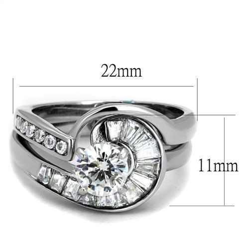 TK2617 - No Plating Stainless Steel Ring with AAA Grade CZ in Clear