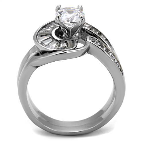 TK2617 - No Plating Stainless Steel Ring with AAA Grade CZ in Clear