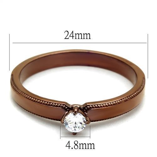 TK2621 - IP Coffee light Stainless Steel Ring with AAA Grade CZ in Clear