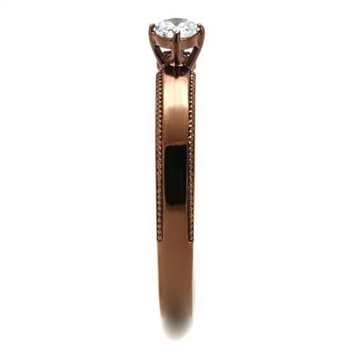 TK2621 - IP Coffee light Stainless Steel Ring with AAA Grade CZ in Clear