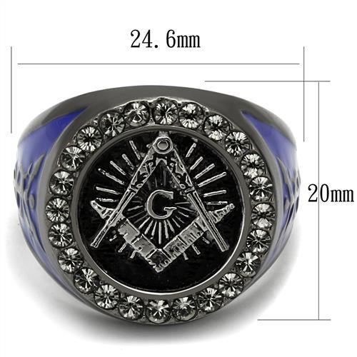 TK2637 - Two Tone IP Light Black (IP Gun) Stainless Steel Ring with Top Grade Crystal in Black Diamond