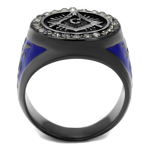 TK2637 - Two Tone IP Light Black (IP Gun) Stainless Steel Ring with Top Grade Crystal in Black Diamond