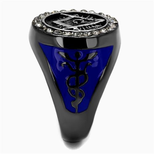 TK2637 - Two Tone IP Light Black (IP Gun) Stainless Steel Ring with Top Grade Crystal in Black Diamond