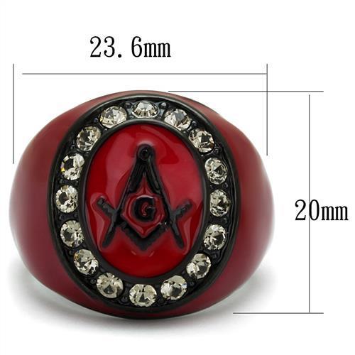 TK2638 - IP Black(Ion Plating) Stainless Steel Ring with Top Grade Crystal in Black Diamond