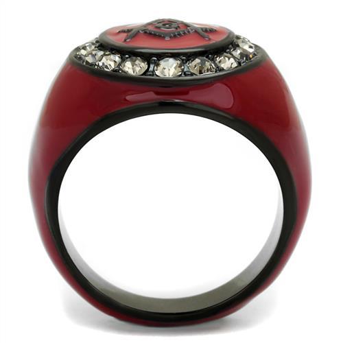 TK2638 - IP Black(Ion Plating) Stainless Steel Ring with Top Grade Crystal in Black Diamond