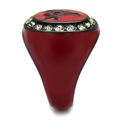 TK2638 - IP Black(Ion Plating) Stainless Steel Ring with Top Grade Crystal in Black Diamond