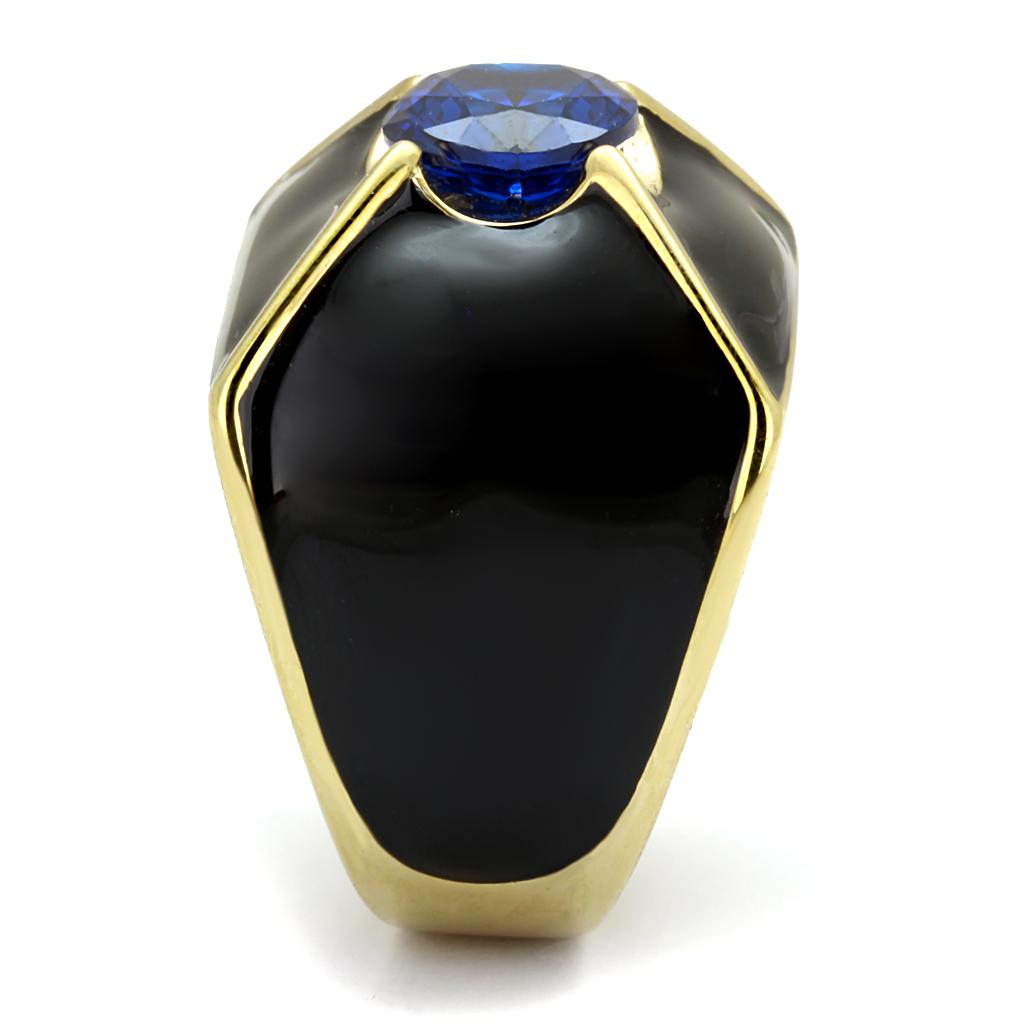 TK2640 - IP Gold(Ion Plating) Stainless Steel Ring with AAA Grade CZ in London Blue