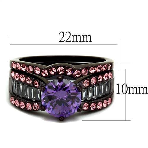 TK2652 - IP Dark Brown (IP coffee) Stainless Steel Ring with AAA Grade CZ in Amethyst