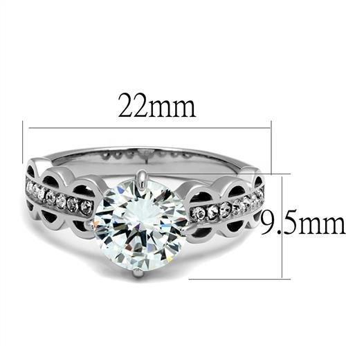 TK2658 - High polished (no plating) Stainless Steel Ring with AAA Grade CZ in Clear