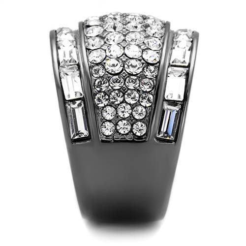 TK2673 - IP Light Black (IP Gun) Stainless Steel Ring with Top Grade Crystal in Clear