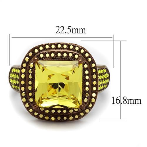 TK2677 - IP Coffee light Stainless Steel Ring with AAA Grade CZ in Topaz