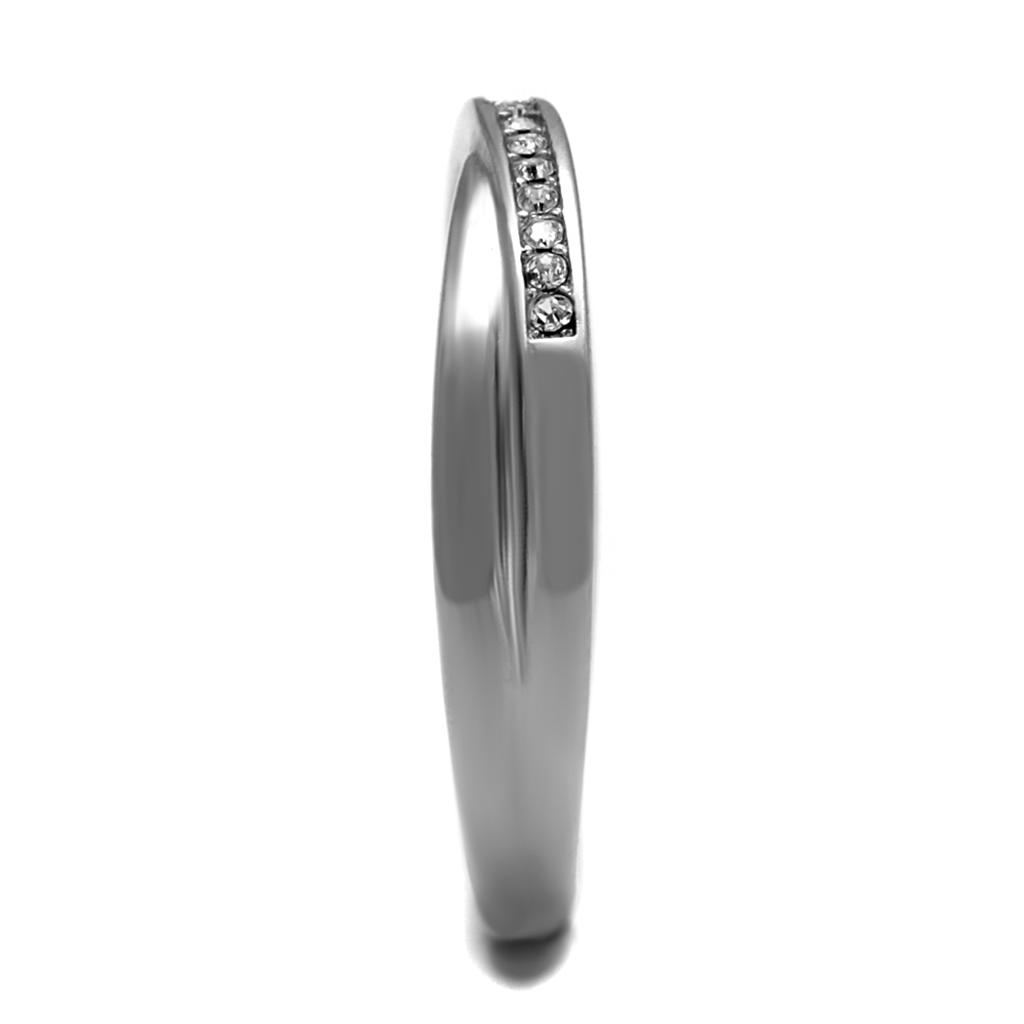 TK2684 - High polished (no plating) Stainless Steel Ring with Top Grade Crystal in Clear