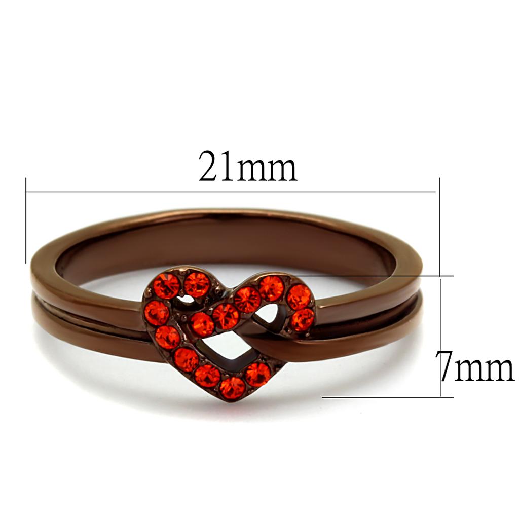 TK2686 - IP Coffee light Stainless Steel Ring with Top Grade Crystal in Orange