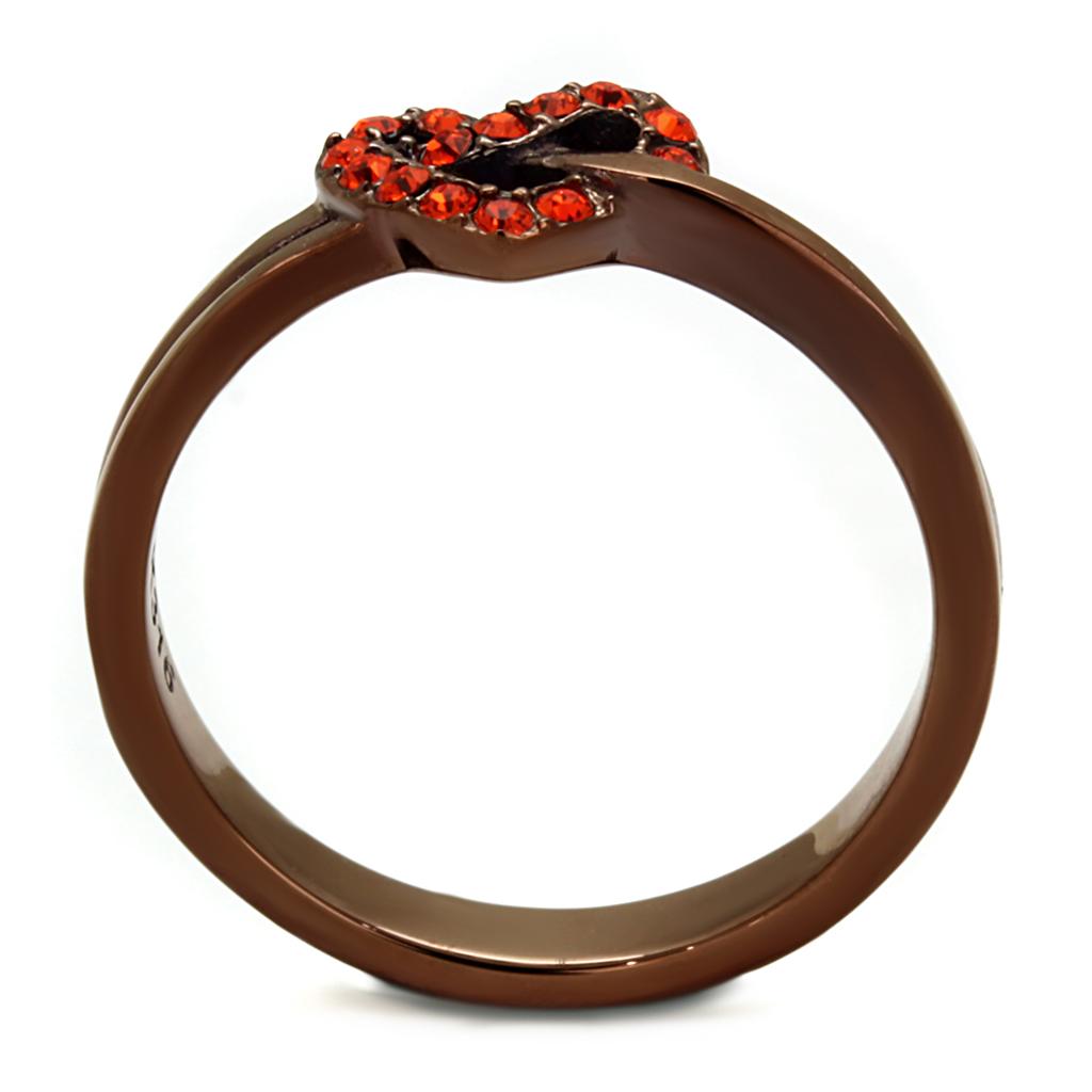 TK2686 - IP Coffee light Stainless Steel Ring with Top Grade Crystal in Orange