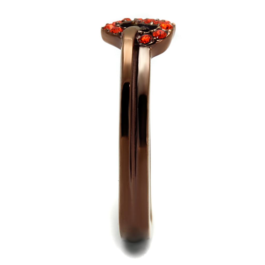 TK2686 - IP Coffee light Stainless Steel Ring with Top Grade Crystal in Orange