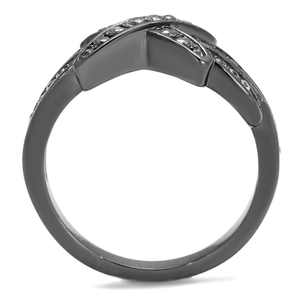 TK2689 - IP Light Black (IP Gun) Stainless Steel Ring with AAA Grade CZ in Clear