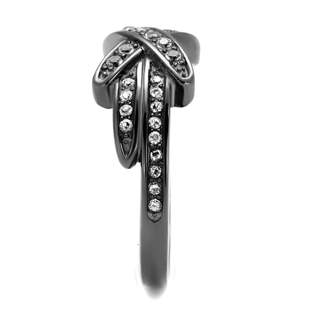 TK2689 - IP Light Black (IP Gun) Stainless Steel Ring with AAA Grade CZ in Clear