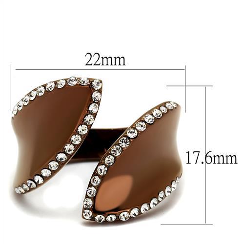 TK2691 - IP Coffee light Stainless Steel Ring with Top Grade Crystal in Clear