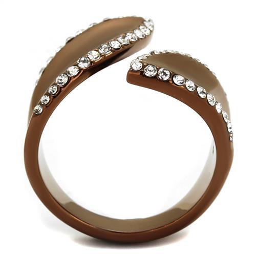 TK2691 - IP Coffee light Stainless Steel Ring with Top Grade Crystal in Clear